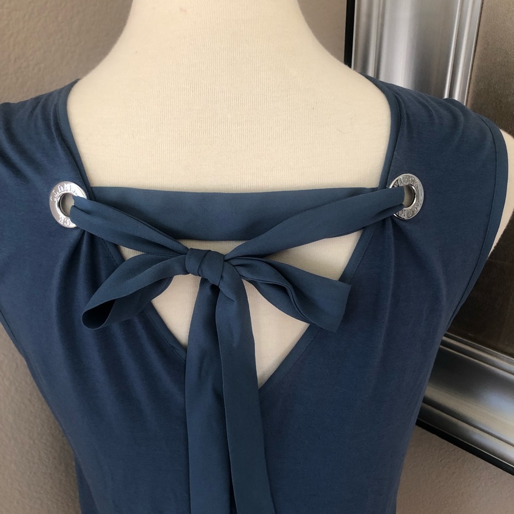 Teal Vince Camuto Sleeveless Back Tie Blouse Top